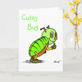 Carte de voeux Cutey Bug "You're a CUTEY" (Fleur jaune)