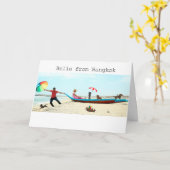 Carte de voeux Dachshund asiatique (Fleur jaune)