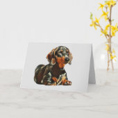 Carte de voeux Dachshund joliment peinte (Fleur jaune)