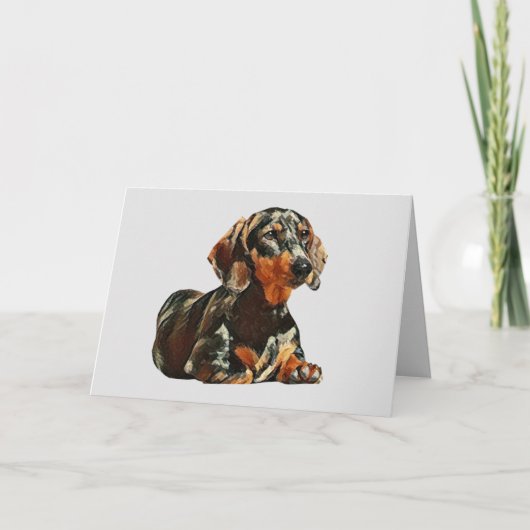 Carte de voeux Dachshund joliment peinte (Devant)