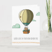 Carte de vœux d'adieu Chat Brun dans un Ballon à A (Devant)