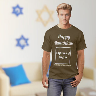 Carte de vœux d'affaires Hanukkah sur T-Shirt Brun