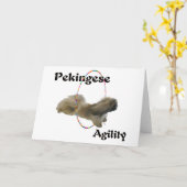 Carte de vœux d'agilité Pékinois (Fleur jaune)