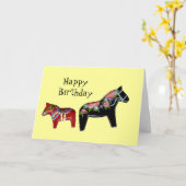 Carte de voeux Dala Horse (Fleur jaune)