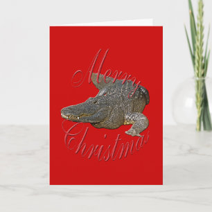 Carte de voeux d'alligator de Noël