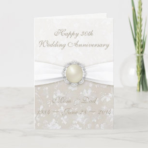 Carte de voeux Damask 30th Mariage Anniversary