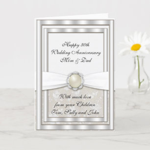 Carte de voeux Damask 30th Mariage Anniversary