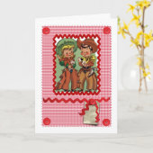 CARTE DE VOEUX D'AMIS MIGNONS de COWBOY des années (Fleur jaune)