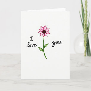 Carte de vœux d'amour à fleur rose