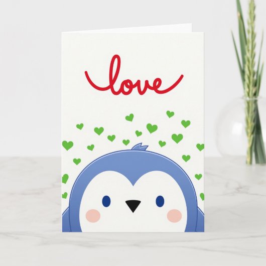 Carte de vœux d'amour de pingouin (Devant)