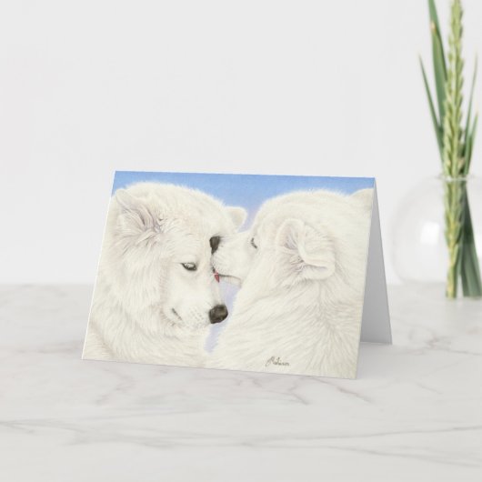 Carte de voeux d'amour de Samoyed (Devant)
