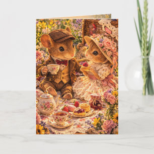 Carte de vœux d'amour d'un mignon couple de souris