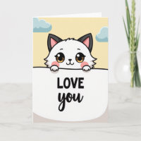 Carte de vœux d'amour pour chat Kawaii