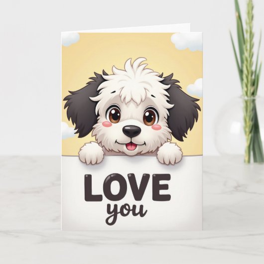 Carte de vœux d'amour pour chiot mignon (Devant)