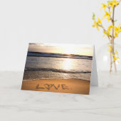 Carte de vœux d'amour sur la plage (Fleur jaune)