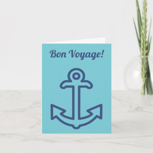 Carte de vœux d'ancre de bateau Bon Voyage (Devant)
