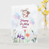 Carte de vœux d'anniversaire (Fleur jaune)