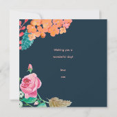 Carte de vœux d'anniversaire à fleurs peintes à la (Dos)