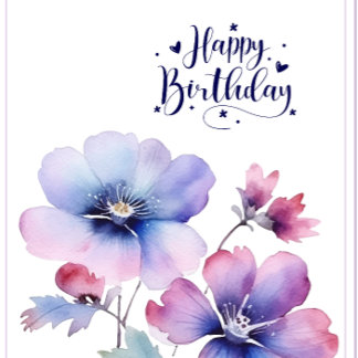 Carte de vœux d'anniversaire à fleurs violettes à