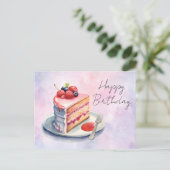 Carte de vœux d'anniversaire à gâteau en aquarelle (Debout devant)