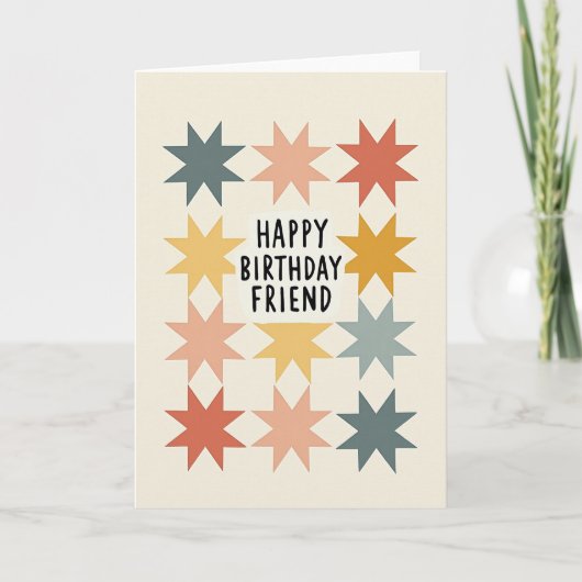 Carte de voeux d'anniversaire à grille étoilée (Devant)