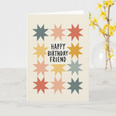 Carte de voeux d'anniversaire à grille étoilée (Fleur jaune)