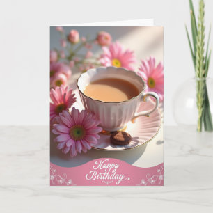 Carte de vœux d'anniversaire à la fleur de théière
