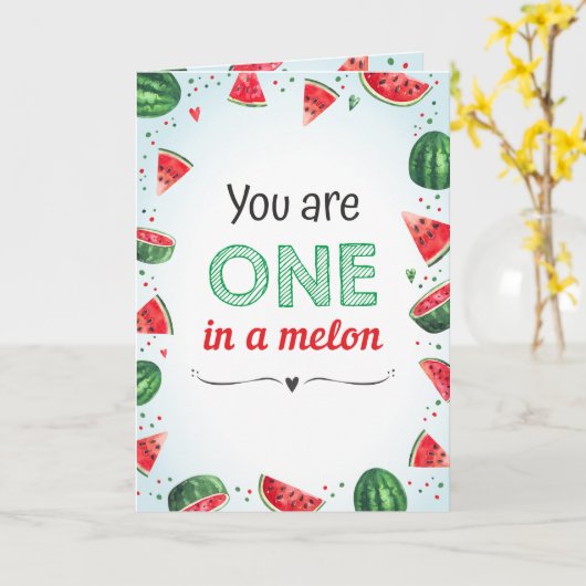 Carte de vœux d'anniversaire à thème pastèque One (Fleur jaune)