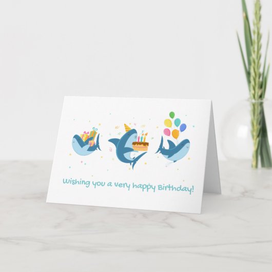 Carte de vœux d'anniversaire à thème requin Fin-Ta (Devant)