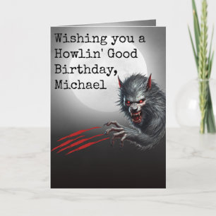 Carte de vœux d'anniversaire adulte loup-garou d'h
