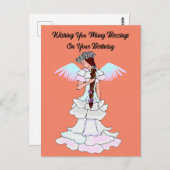 Carte de vœux d'anniversaire ange adorable (Devant / Derrière)