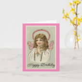 Carte de vœux d'anniversaire Ange priant (Fleur jaune)