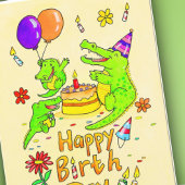 Carte de voeux d'anniversaire au crocodile mignet