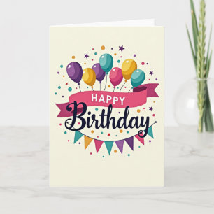 Carte de vœux d'anniversaire avec ballon rayé