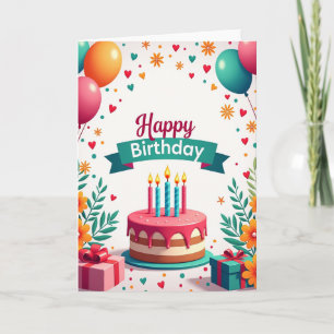 Carte de vœux d'anniversaire avec bannière festive
