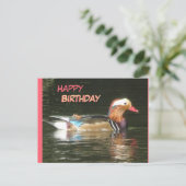 Carte de vœux d'anniversaire avec canard mandarin (Debout devant)