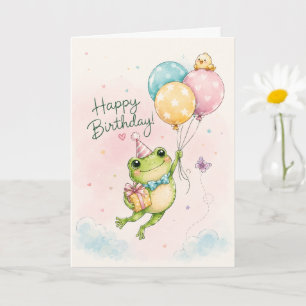Carte de vœux d'anniversaire avec des ballons et u