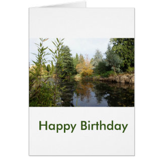 carte de vœux d'anniversaire avec étang relaxant
