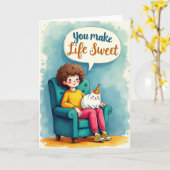 Carte de vœux d'anniversaire avec fauteuil sarcell (Fleur jaune)