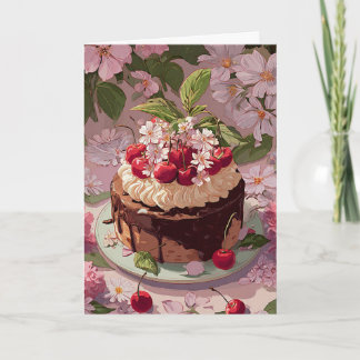 Carte de vœux d'anniversaire avec gâteau d'anniver