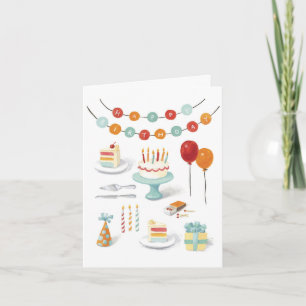 Carte de vœux d'anniversaire avec gâteau d'anniver