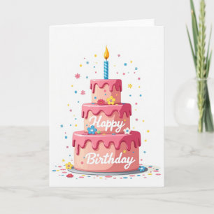 Carte de vœux d'anniversaire avec glaçage rose