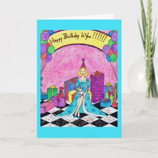 Carte de voeux d'anniversaire avec la femme, (Devant)