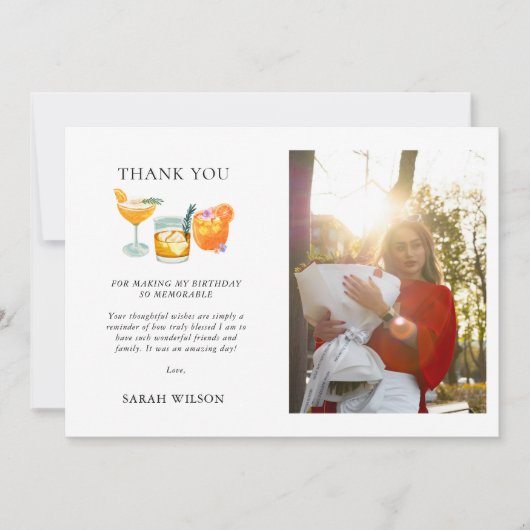 Carte de vœux d'anniversaire avec photo de cocktai (Devant)