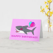 Carte de voeux d'anniversaire avec requin mignon (Fleur jaune)