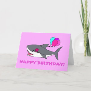 Carte de voeux d'anniversaire avec requin mignon