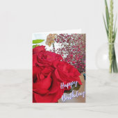 Carte de vœux d'anniversaire avec roses pliées (Devant)