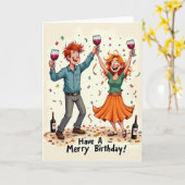 Carte de vœux d'anniversaire avec toast (Fleur jaune)