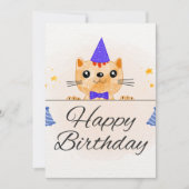Carte de vœux d'anniversaire avec un chat mignon (Devant)
