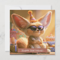 Carte de vœux d'anniversaire avec un renard fennec